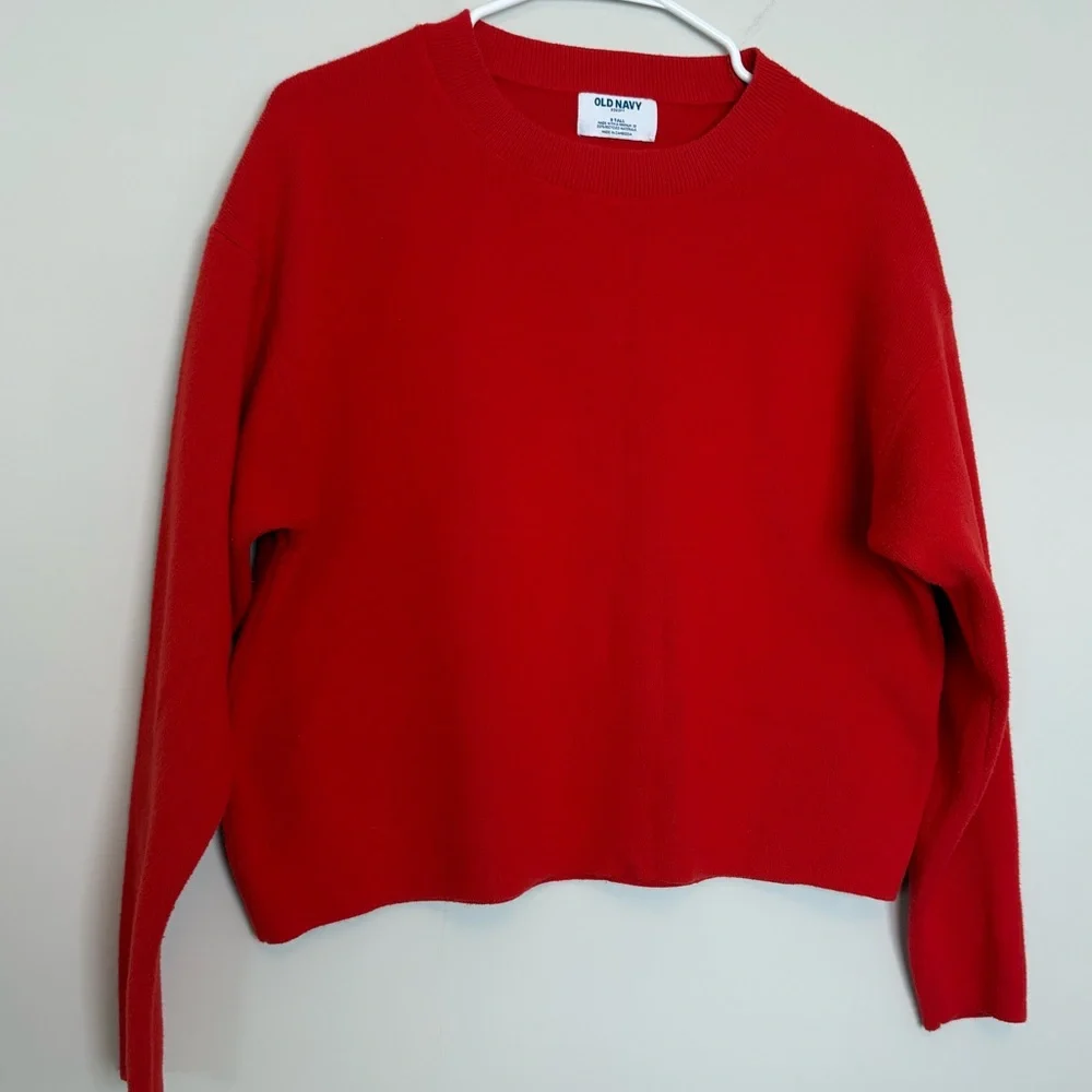 Old Navy Red SoSoft Cropped Crew-Neck Sweater Womens Small Tall